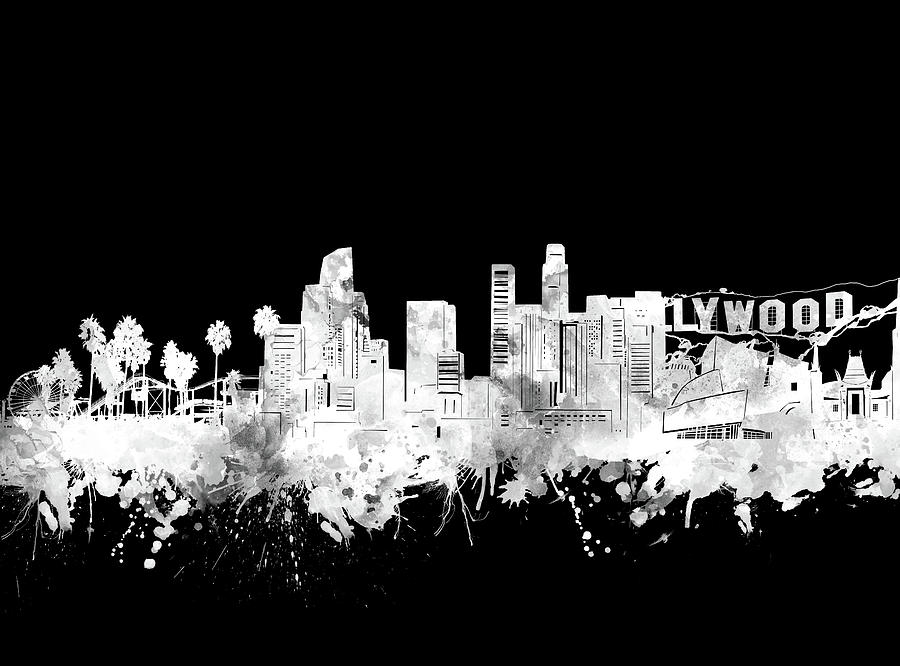 Los Angeles Skyline Black And White 2 Digital Art