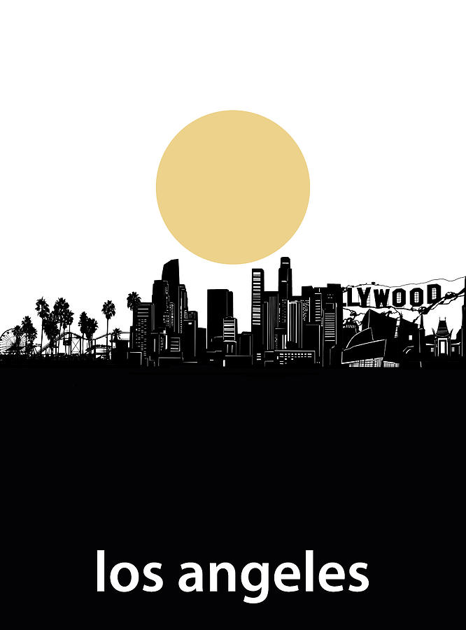 Los Angeles Skyline Minimalism Digital Art