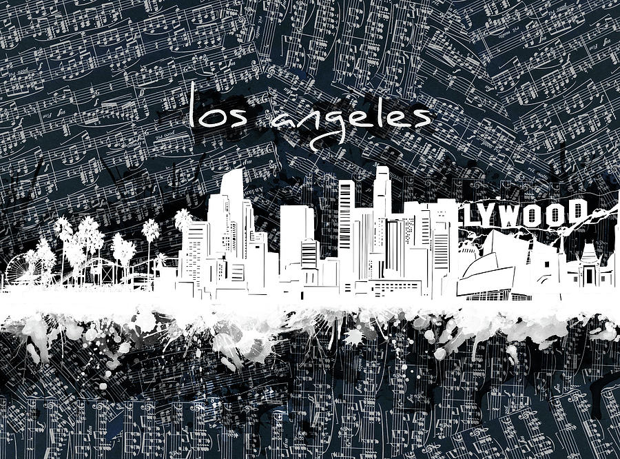Los Angeles Skyline Music Sheet 2 Digital Art