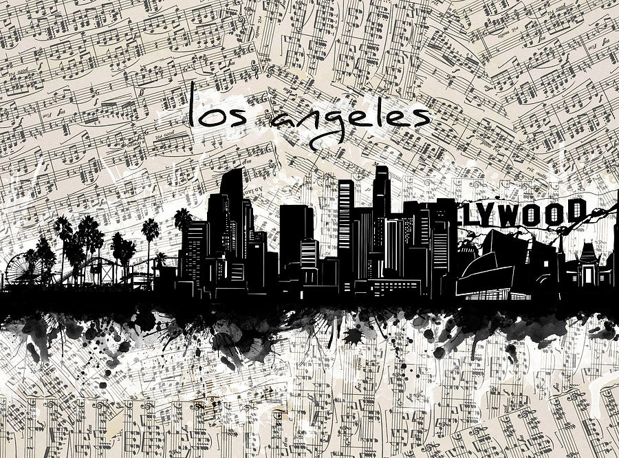 Los Angeles Skyline Music Sheet Digital Art