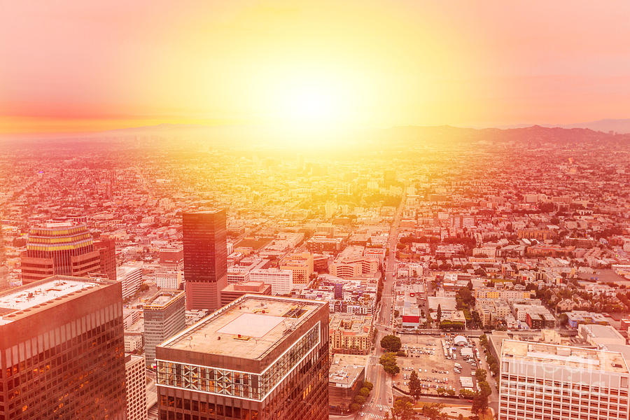 Los angeles skyline sunlight Photograph by Benny Marty