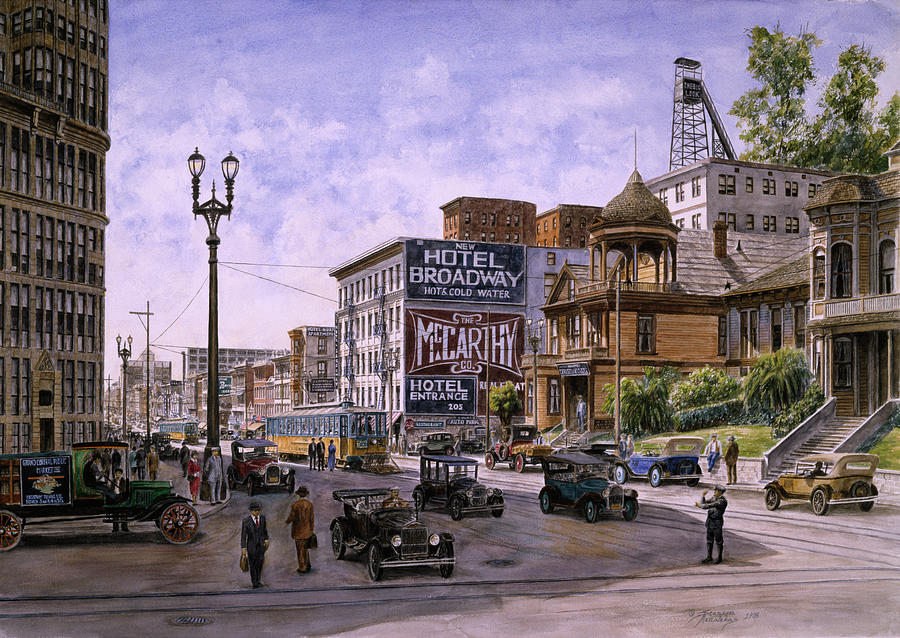 Car Painting - Los Angeles:  Temple & Broadway by Stanton Manolakas