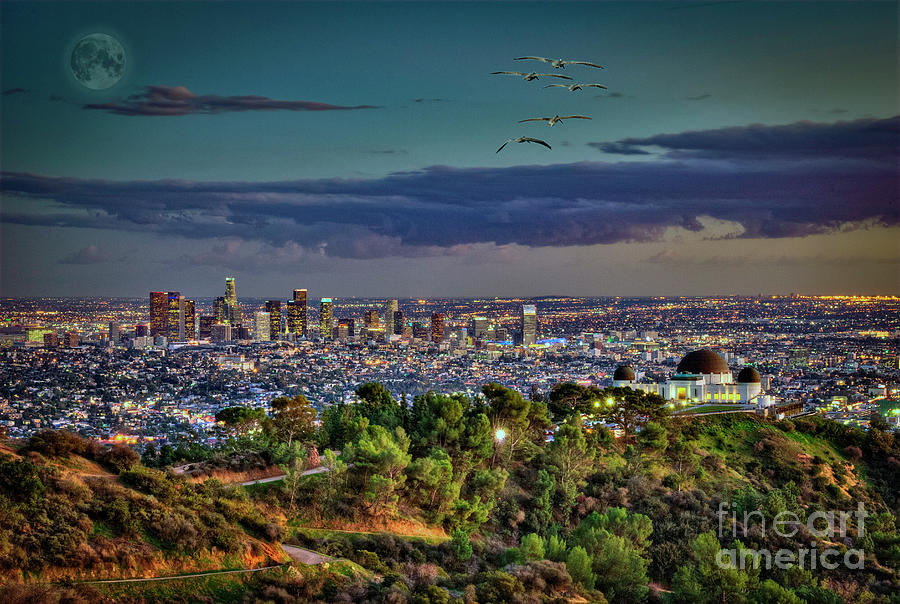 Los Angeles Skyline Photograph - Los Angeles Twilight Cityscape Skyline by David Zanzinger