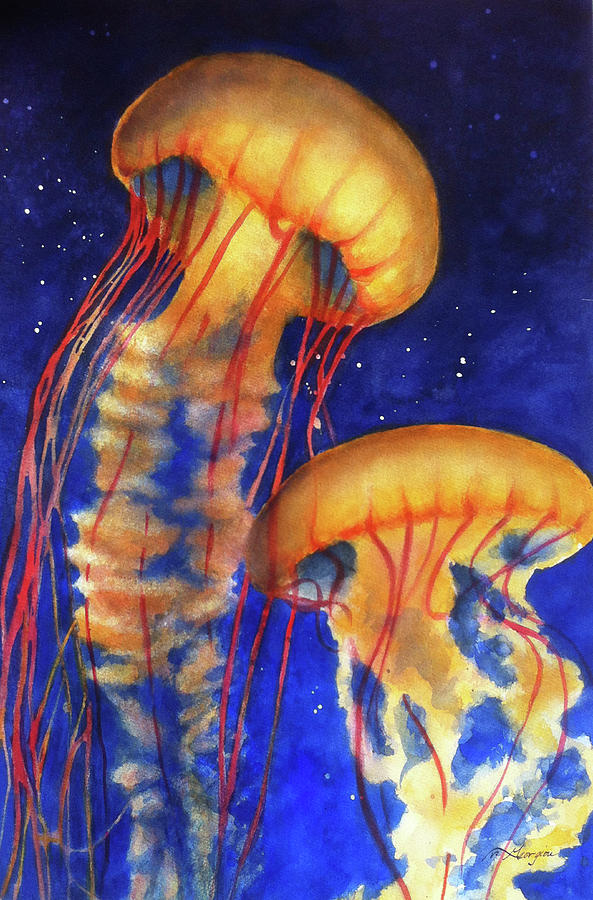 Jellyfish Painting - Lost in Space by Roberta Georgiou