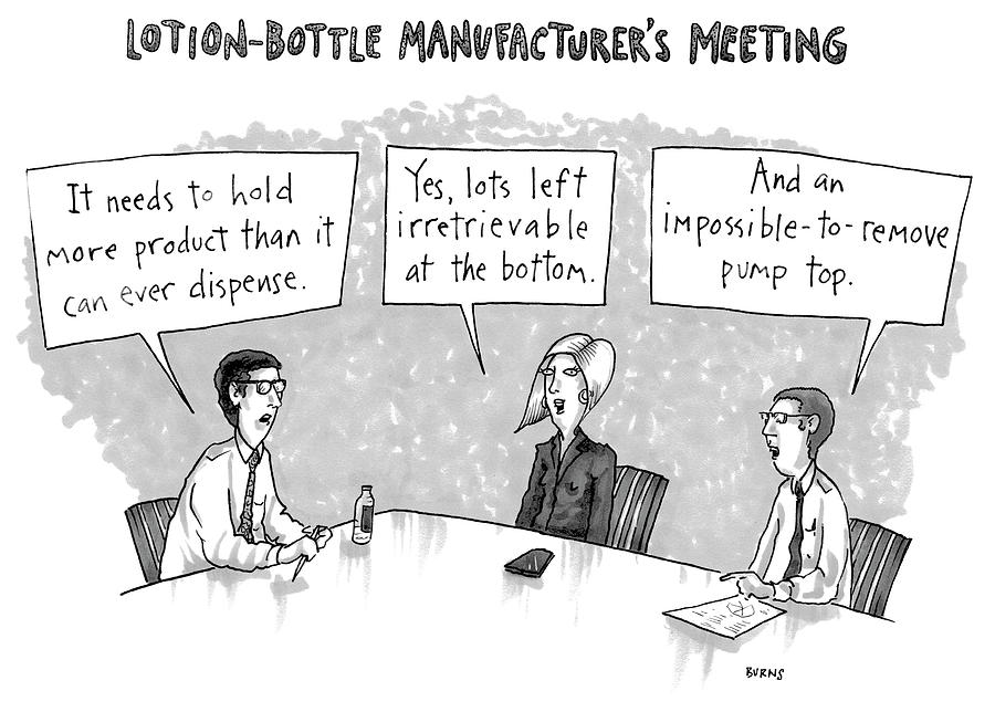 Lotion-Bottle Manufacturers Meeting Drawing by Teresa Burns Parkhurst