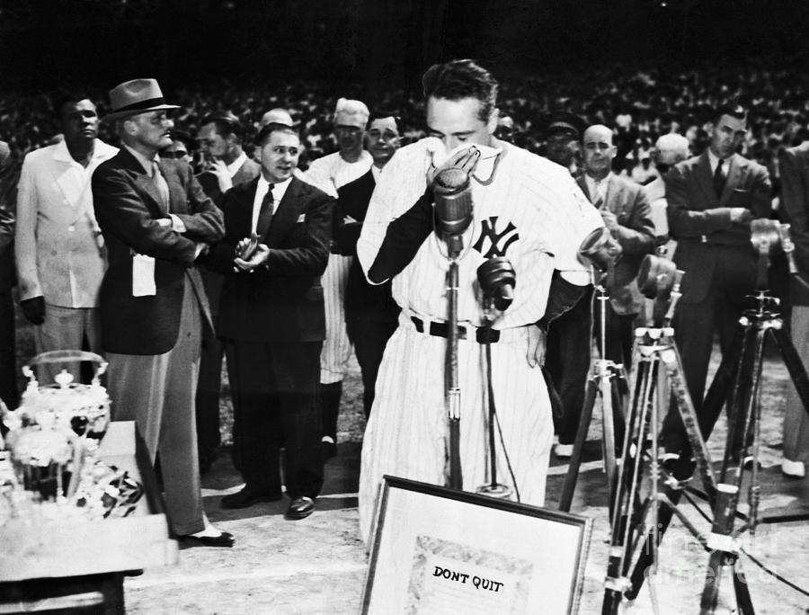 Lou Gehrig In Tears After Ovation Photograph by Bettmann