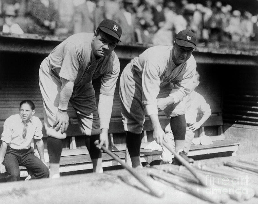 Lou Gerhrig And Babe Ruth Selecting Bats Photograph by Bettmann