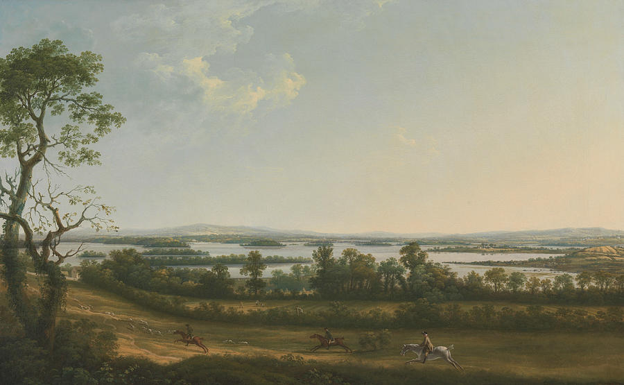 Lough Erne from Knock Ninney, with Bellisle in the distance, County Fermanagh, Ireland Painting by Thomas Roberts