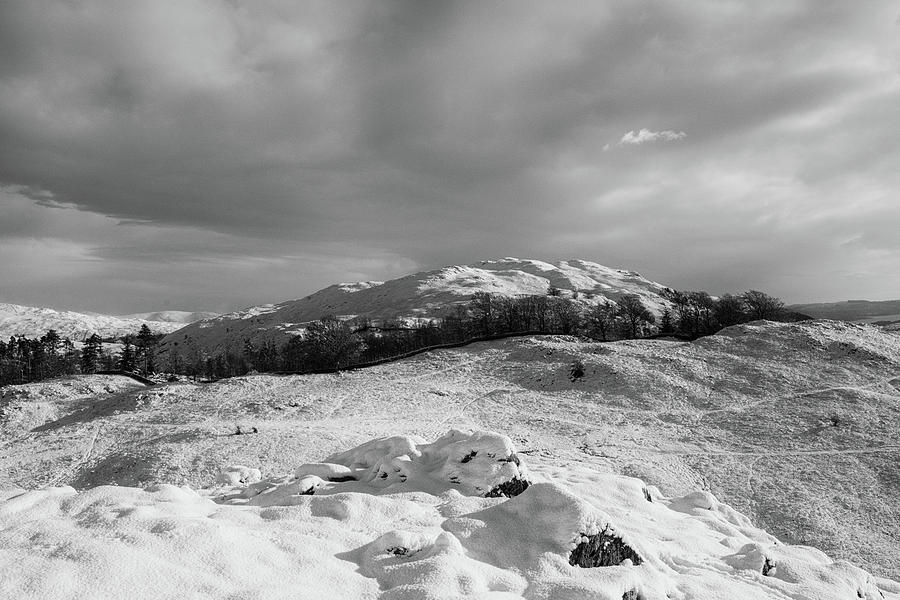 Loughrigg Fell in the snow Photograph by Mark Hunter