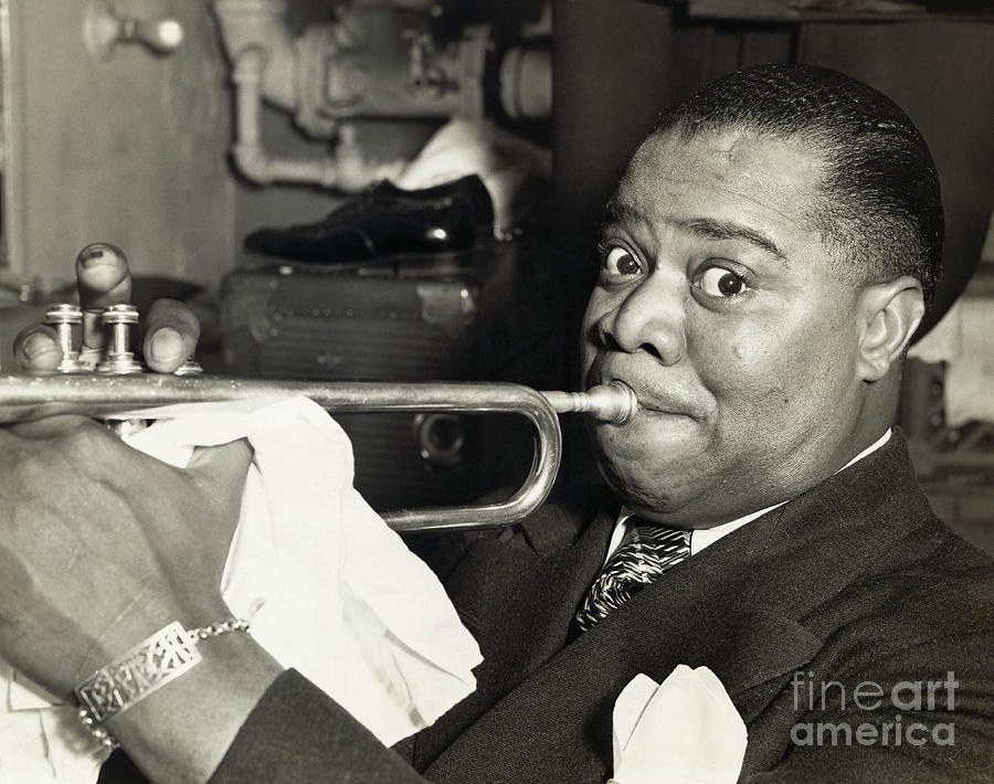 Louis Armstrong Blowing His Trumpet Photograph by Bettmann