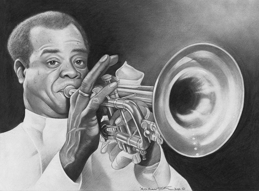 Louis Armstrong Drawing by Jim Cothren