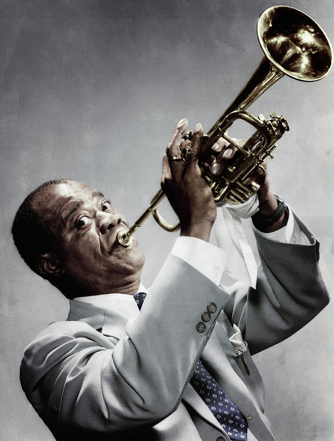 Louis Armstrong Playing The Trumpet by Bettmann