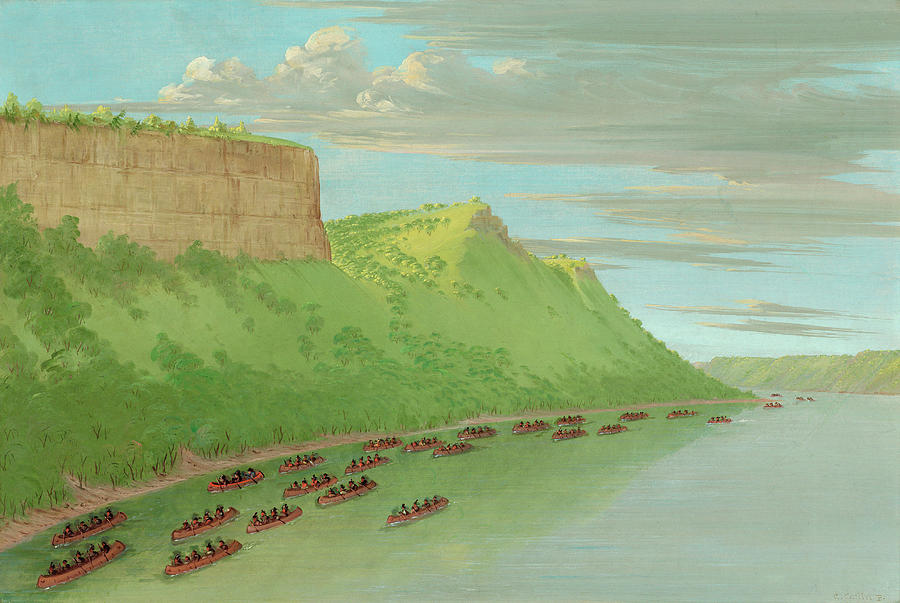 Louis Hennepin Passing Over Lovers Leap Painting by George Catlin
