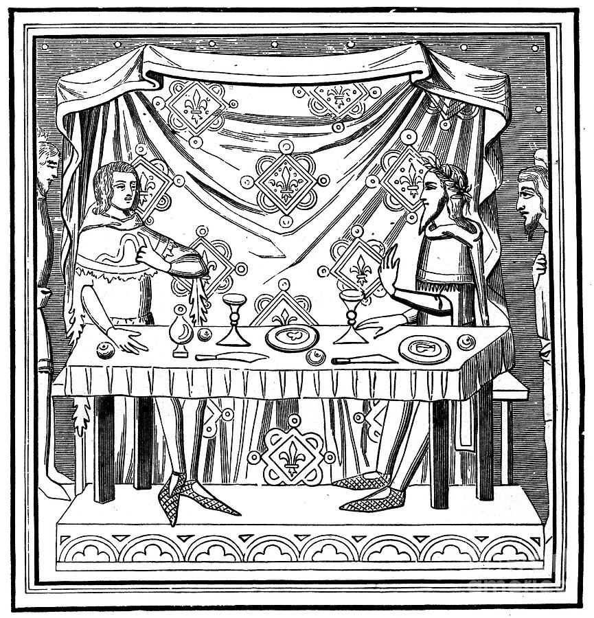 Louis Of Taranto Instituting The Order Drawing by Print Collector