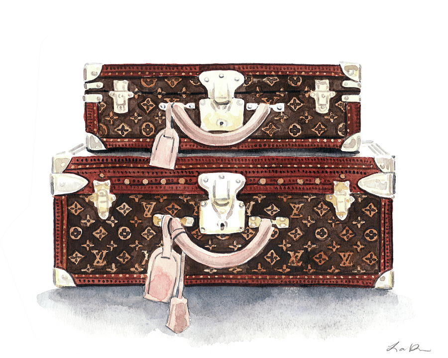 Louis Vuitton Trunks In Monogram Painting by Laura Row