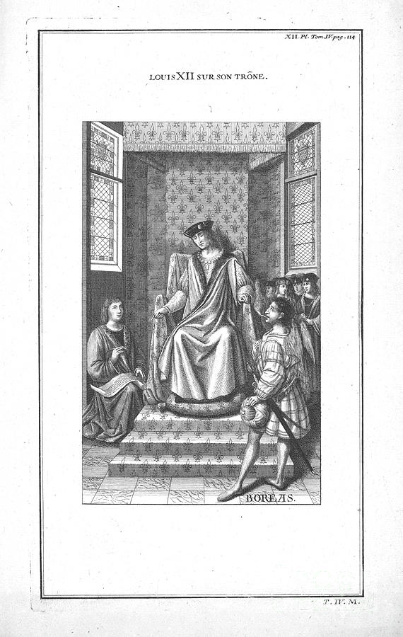 Louis Xii On His Throne Drawing by Print Collector