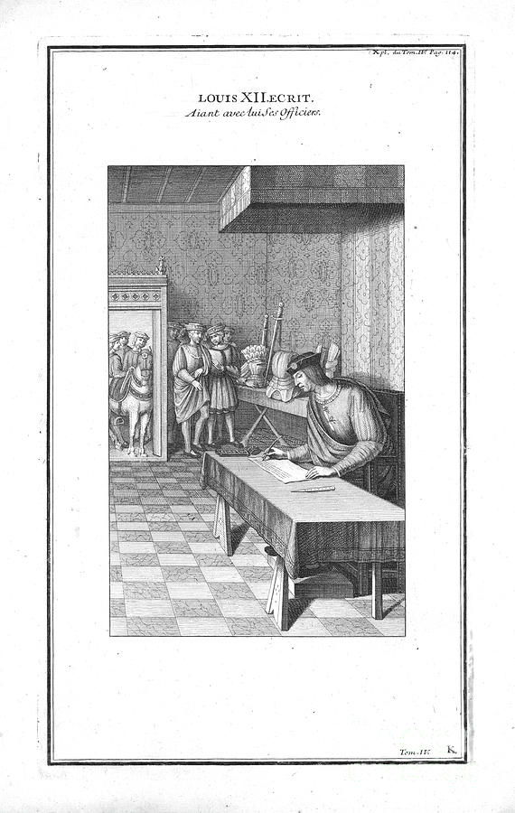 Louis Xii Writing Drawing by Print Collector