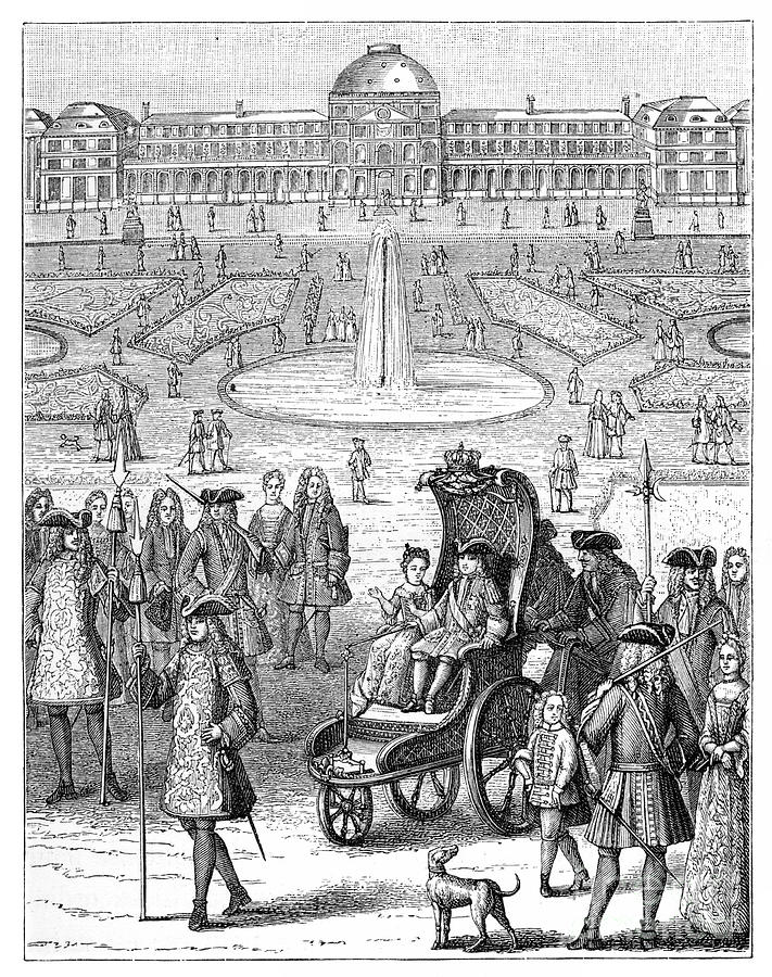 Louis Xv At The Tuileries, Paris, 18th Drawing by Print Collector