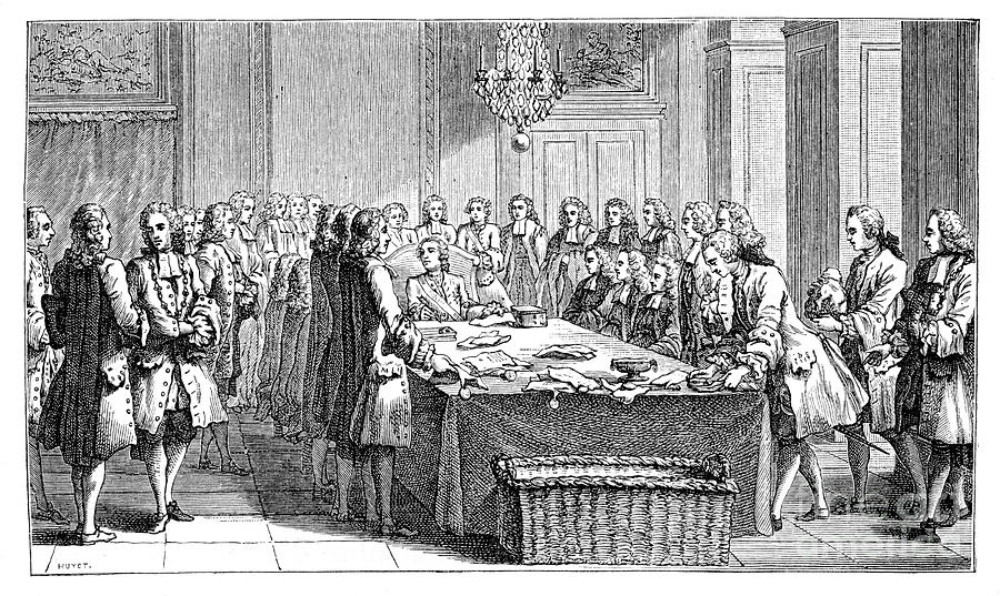 Louis Xv Signing The New Treaty, 1757 Drawing by Print Collector