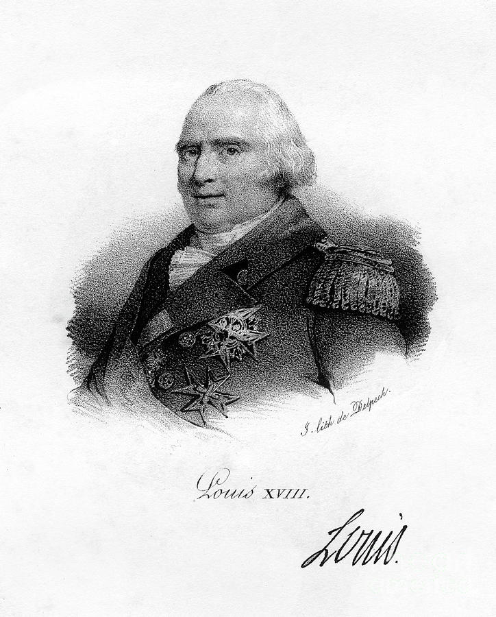 Louis Xviii, King Of France, 19th Drawing by Print Collector