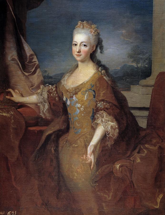 Louise Elisabeth dOrleans, Queen of Spain, 1724, French School, Oil on canvas, 127... Painting by Jean Ranc -1674-1735-