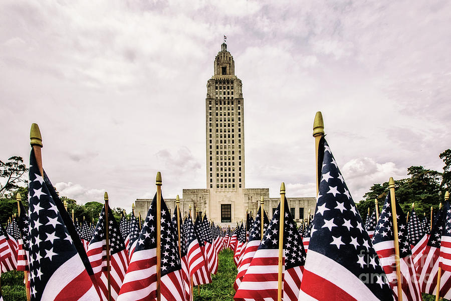 Louisiana State Capitol Dressed for Memorial Day Photograph by Scott Pellegrin