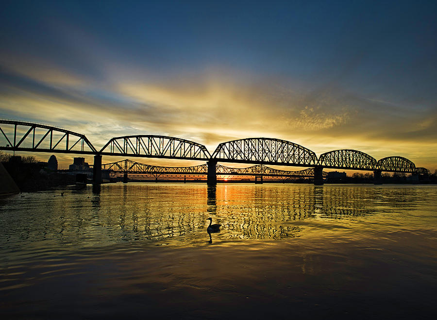Louisville Bridges, Ohio River Photograph by Vibro1
