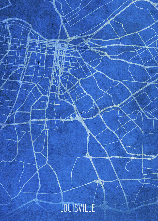Louisville Mixed Media - Louisville Kentucky City Street Map Blueprints by Design Turnpike