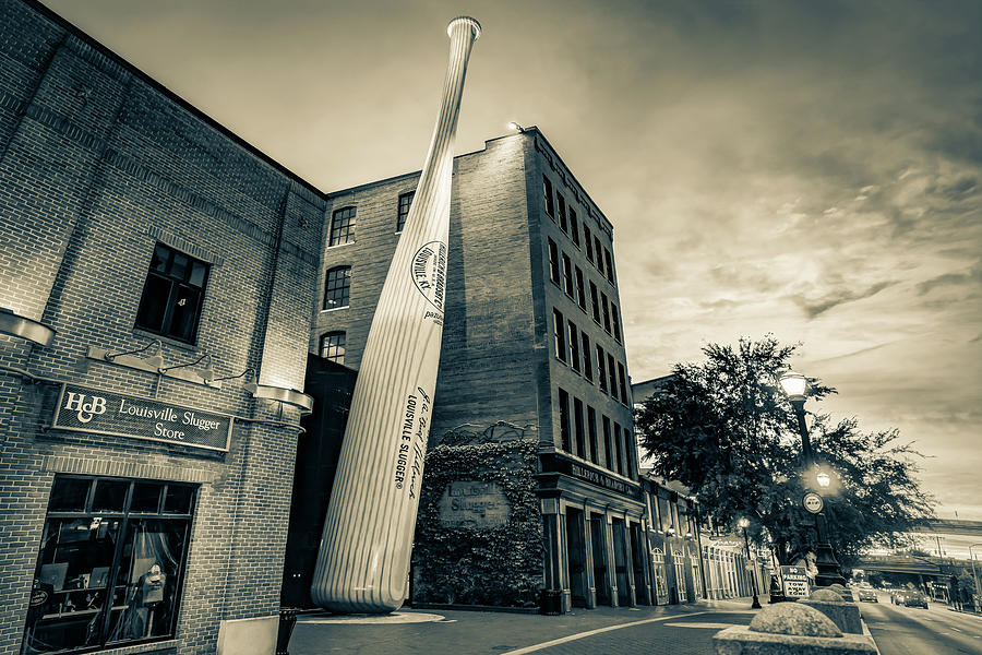 Louisville Photograph - Louisville Slugger Baseball Bat - Kentucky Monochrome Sepia by Gregory Ballos