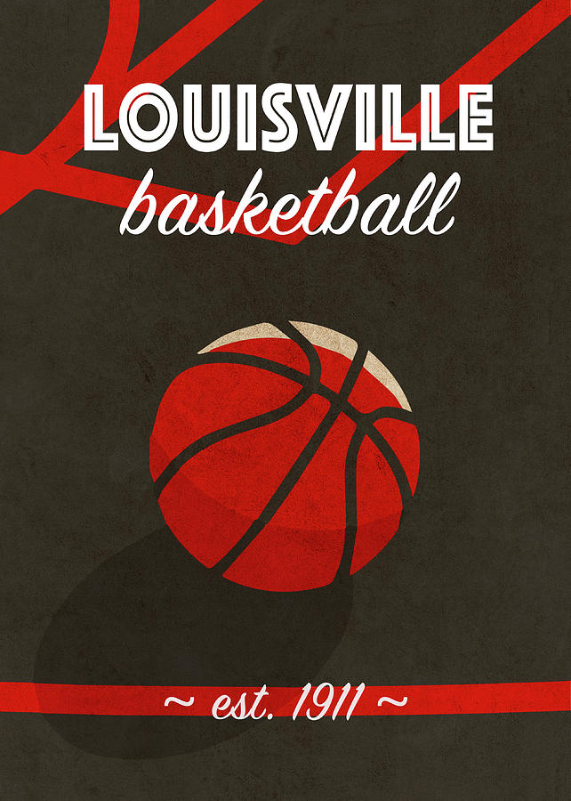 Louisville University Retro College Basketball Team Poster Mixed