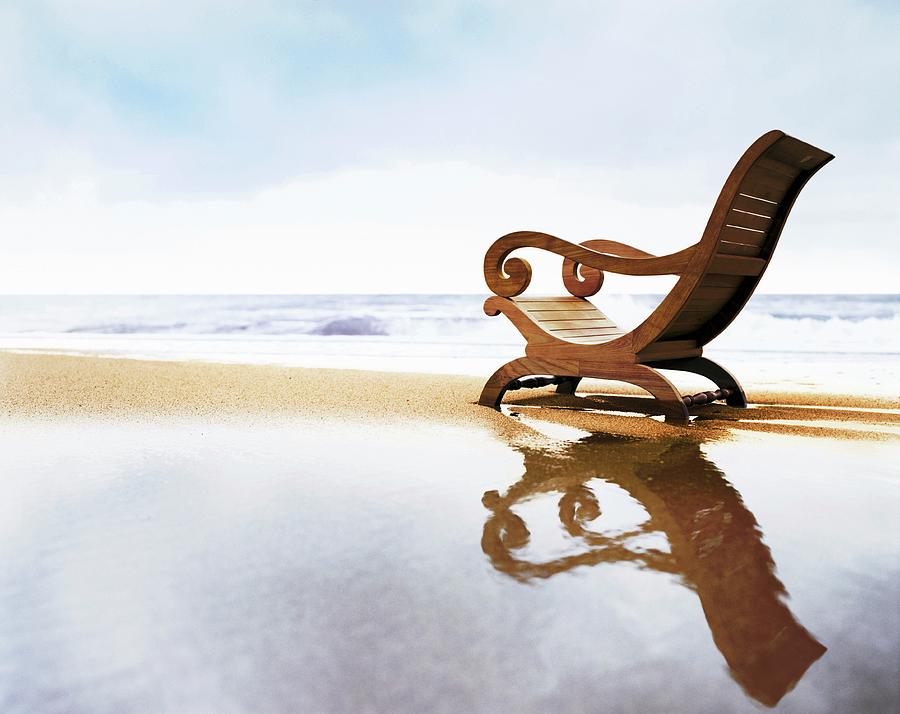 Lounger With Curved Backrest On Beach Photograph by Biglife