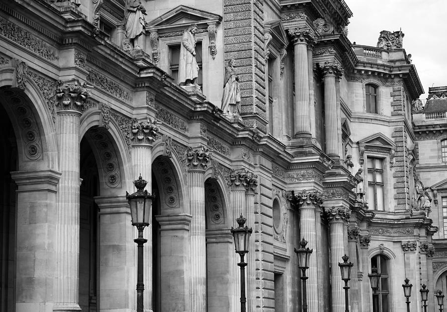 Louvre Facade bw Photograph by Andrew Fare