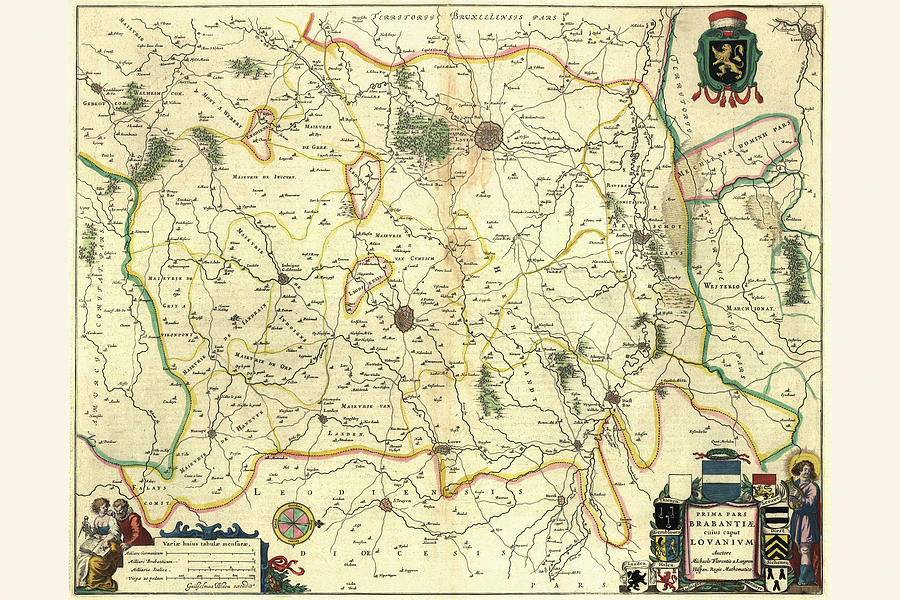 Map Painting - Lovania, Belgium by Willem Janszoon Blaeu (Blau)