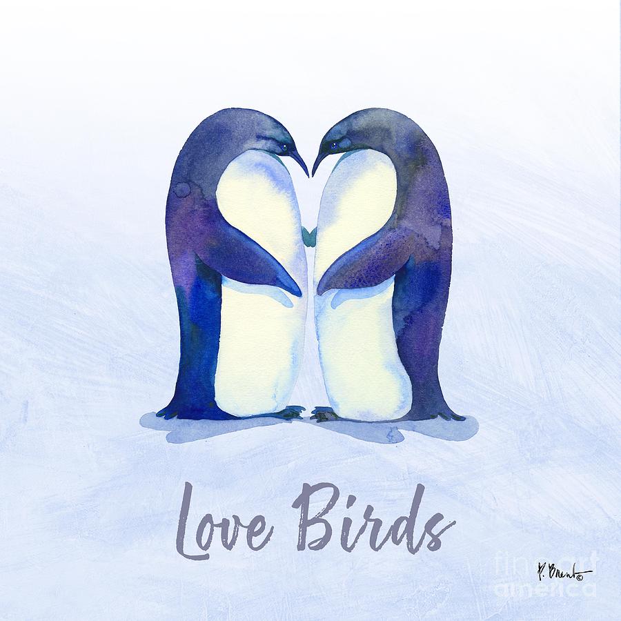 Bird Painting - Love Birds II - Blue by Paul Brent