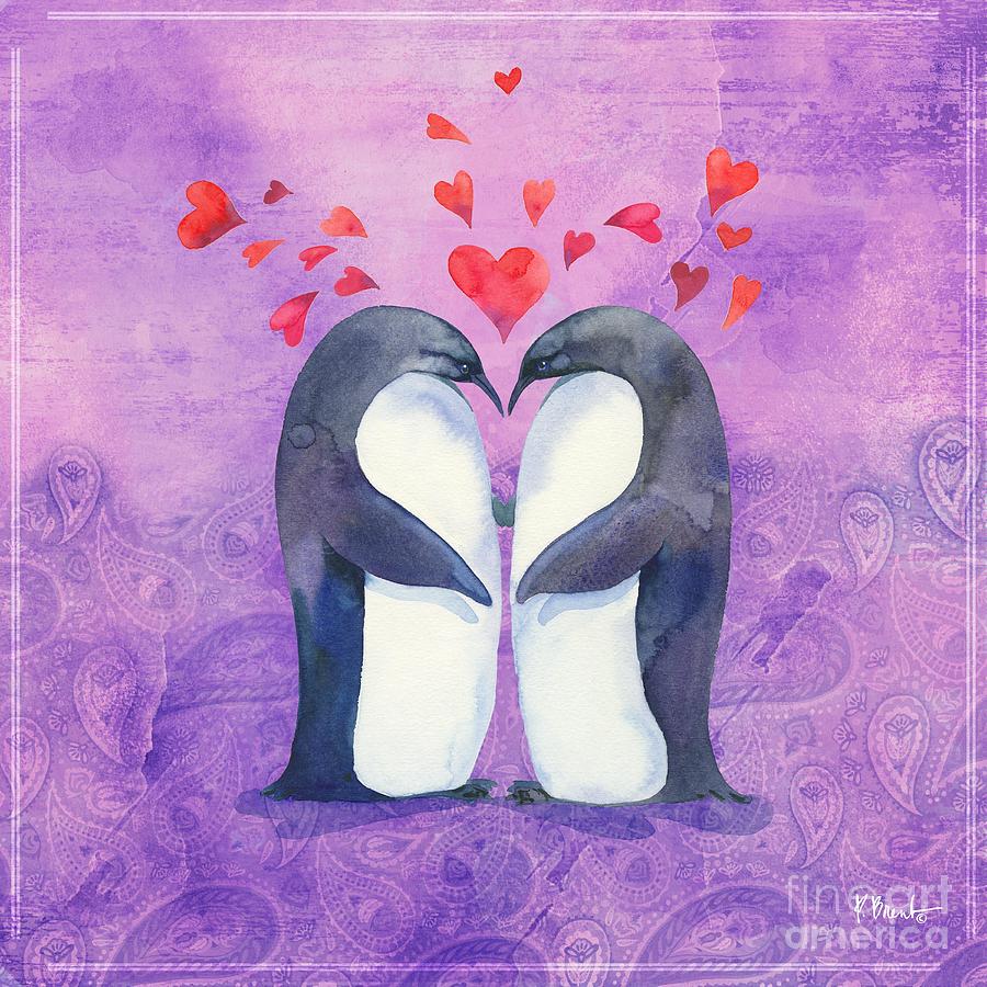 Penguin Painting - Love Birds II by Paul Brent