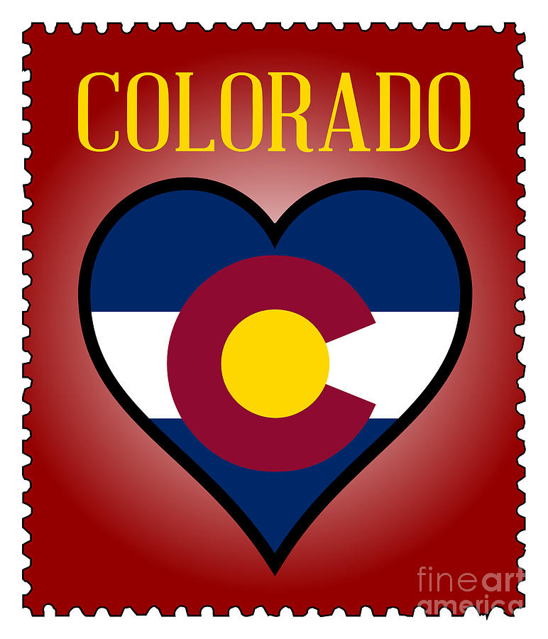 Love Colorado Flag Postage Stamp Digital Art by Bigalbaloo Stock