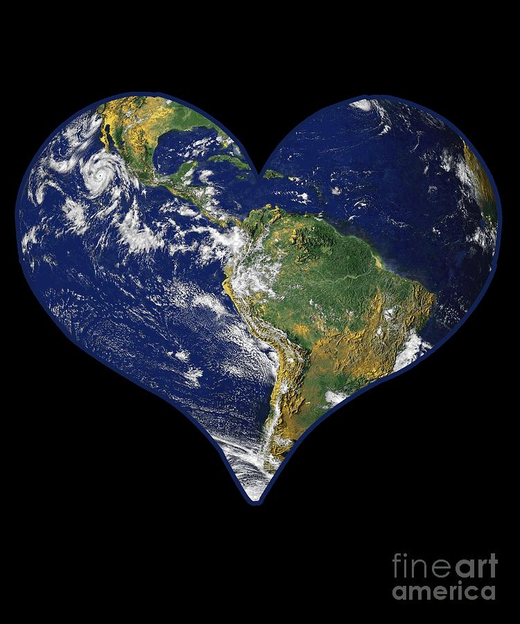 Love Earth Heart Earth Day Digital Art by Flippin Sweet Gear