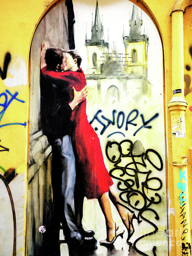 Love in Mala Strana Prague Mural Photograph by John Rizzuto