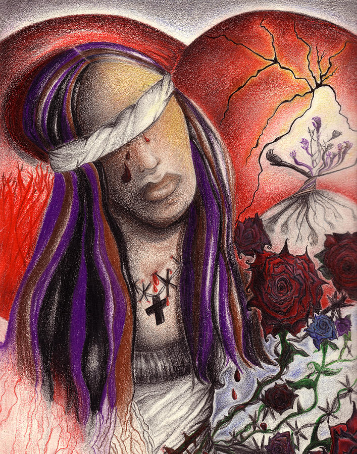 Rose Drawing - Love is Blind by Tiffany Travalent