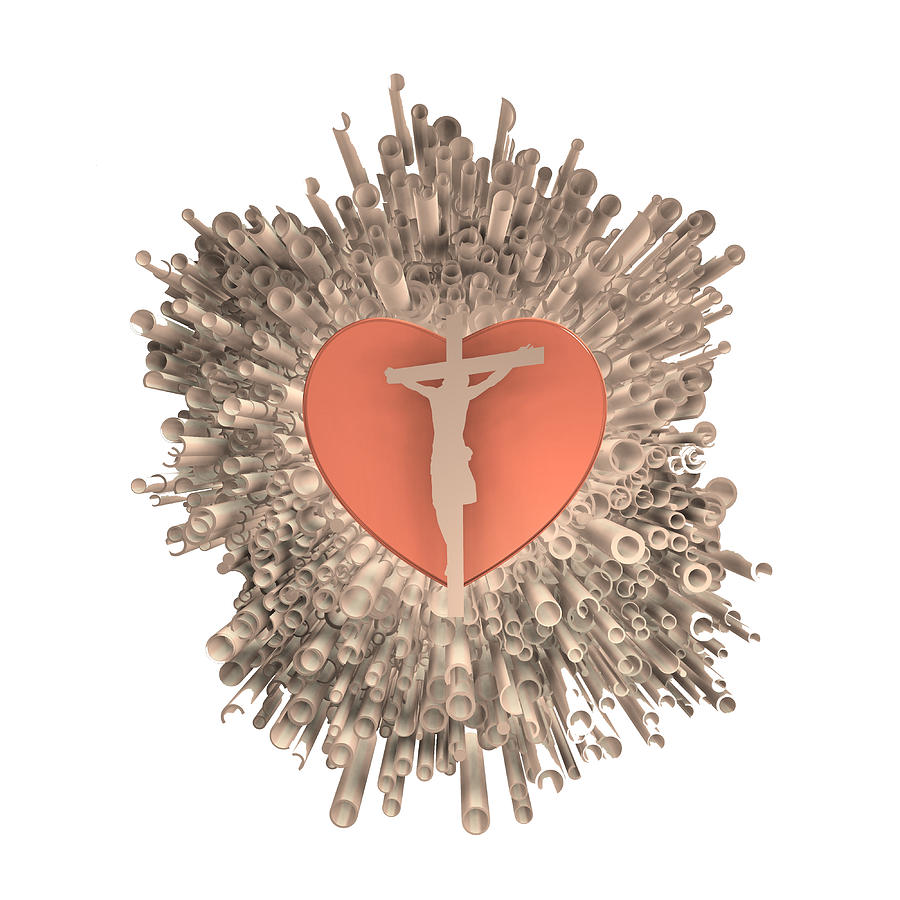 Love Jesus Christ over red heart by Alberto RuiZ Love Jesus Christ over red heart by Alberto RuiZ