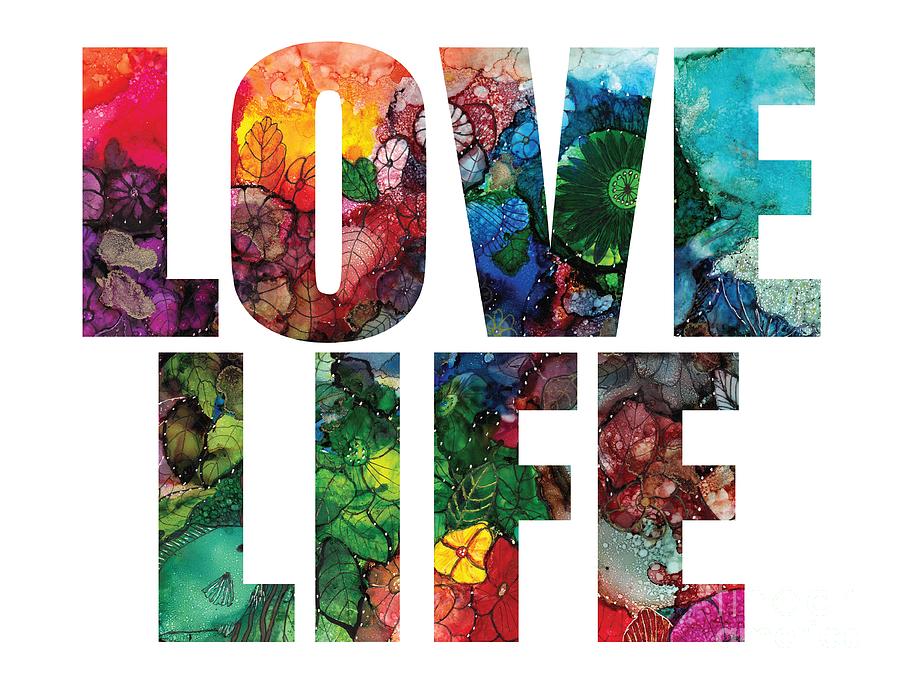 Love Life Word Art Sunrise Explosion Digital Art by Conni Schaftenaar