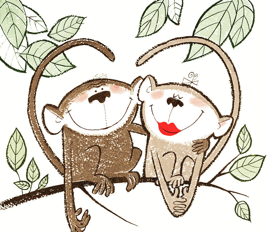 Jungle Drawing - Love monkeys by CSA Images