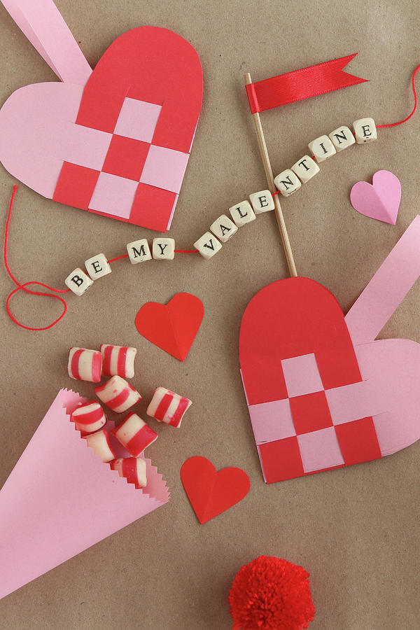 Candy Photograph - Love Note On String Of Lettered Beads And Paper Love Hearts by Regina Hippel