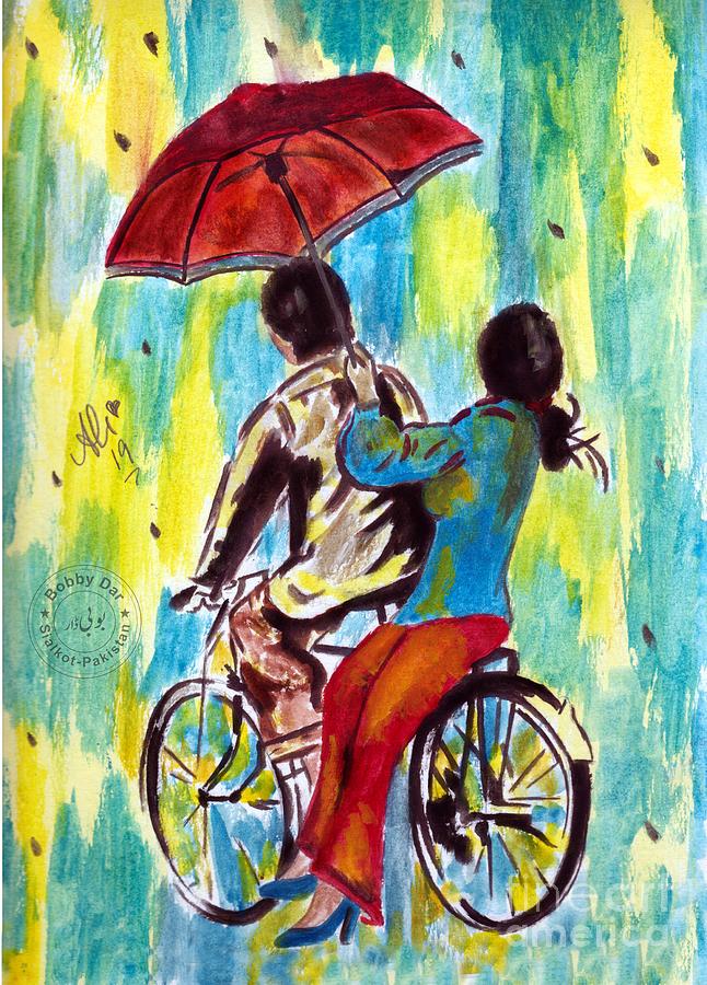 Abstract Painting - Love Rain by Bobby Dar