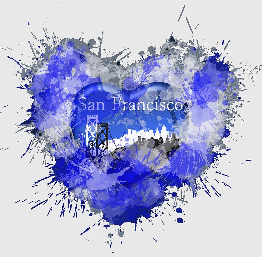 Skyline Digital Art - Love San Francisco by Alberto RuiZ