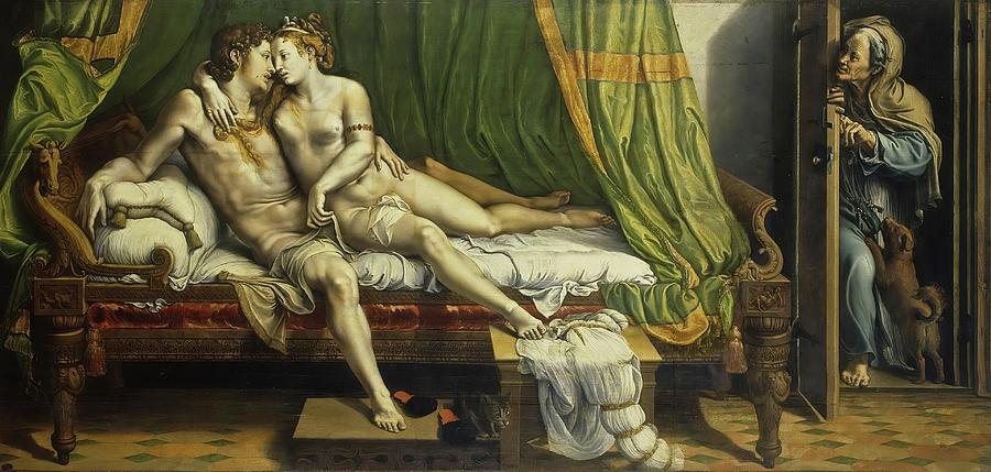 Love Scene. Painting by Giulio Romano -Giulio Pippi-