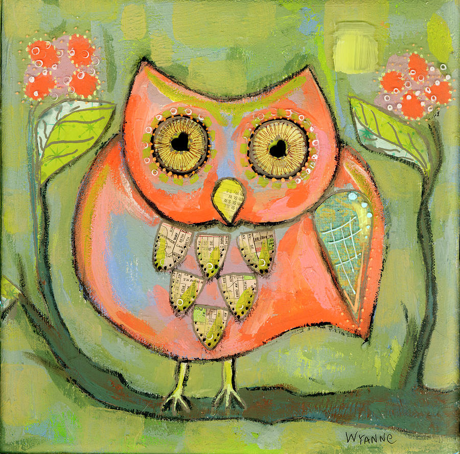 Animal Painting - Love Shy Owl by Wyanne