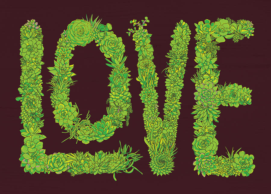 Love Succulent Dark Background Painting by Jen Montgomery