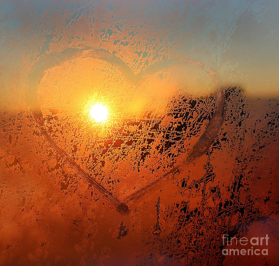 Sparkle Photograph - Love Symbol Drawn On The Frozen Winter by Artdi101 Sparkle Photograph - Love Symbol Drawn On The Frozen Winter by Artdi101