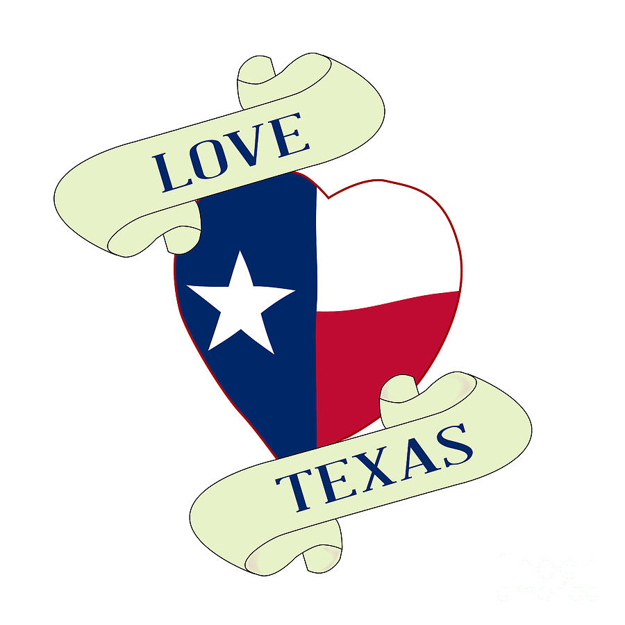 Love Texas Heart And Scroll Digital Art by Bigalbaloo Stock - Fine Art ...